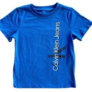Calvin Klein Jeans Boys Blue Logo Tee Shirt Size 4